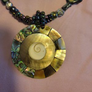 Handmade Purple Shell Pendant Necklace